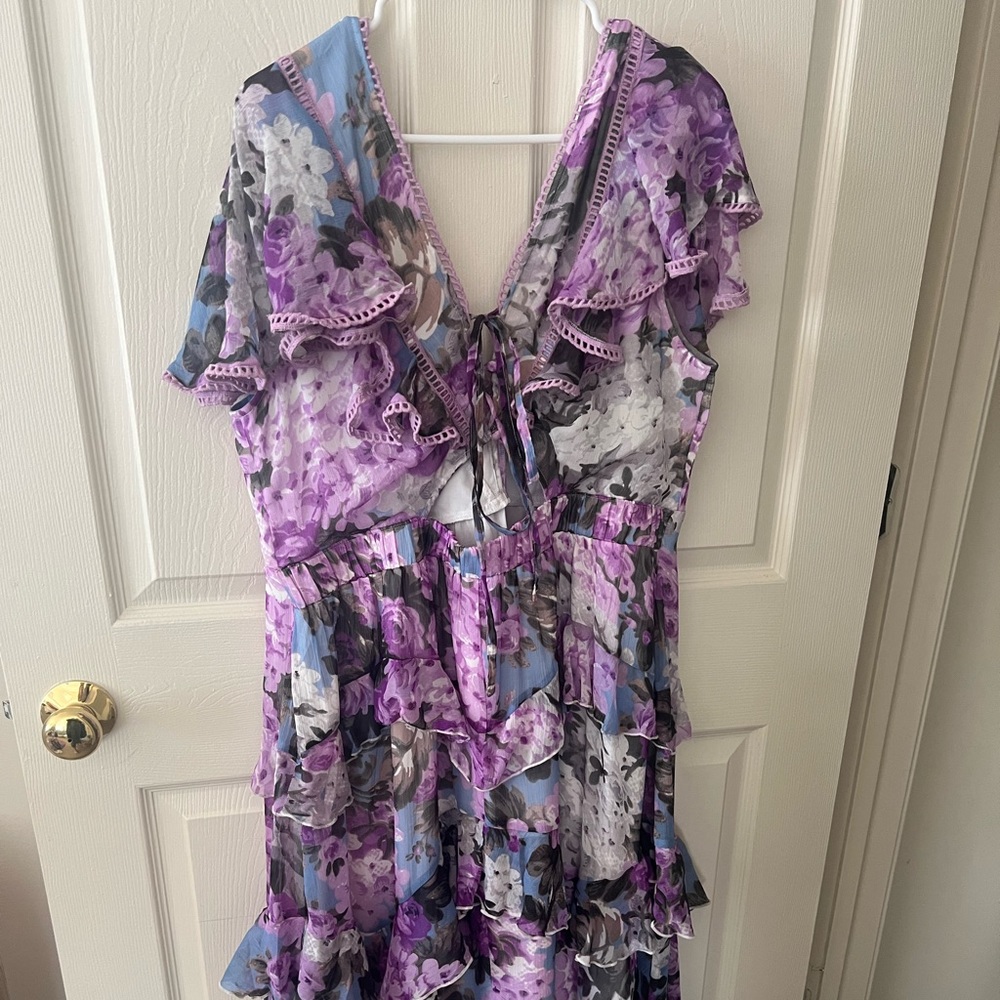 ASOS design Maternity dress - purple, blue and white ruffles, floor length